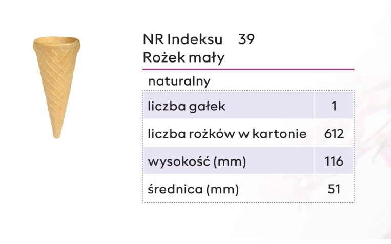 Rożek wafle lody bez cukru